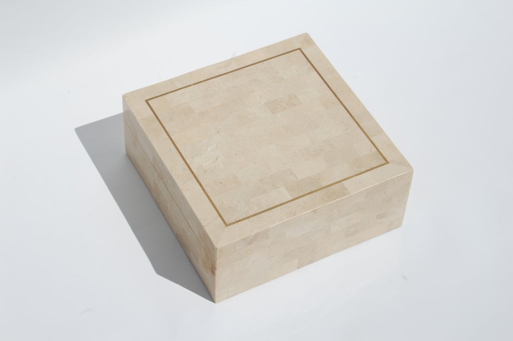 Philippine Large Maitland Smith Tessellated Marble Box For Sale