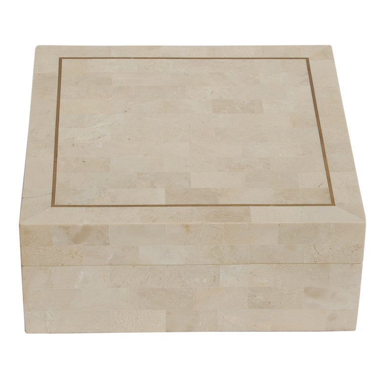 Large Maitland Smith Tessellated Marble Box For Sale
