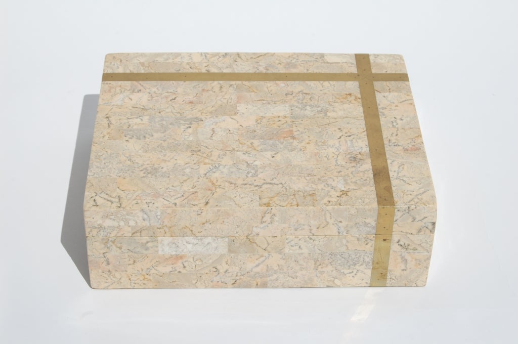 Philippine Maitland-Smith Tessellated Marble Box For Sale