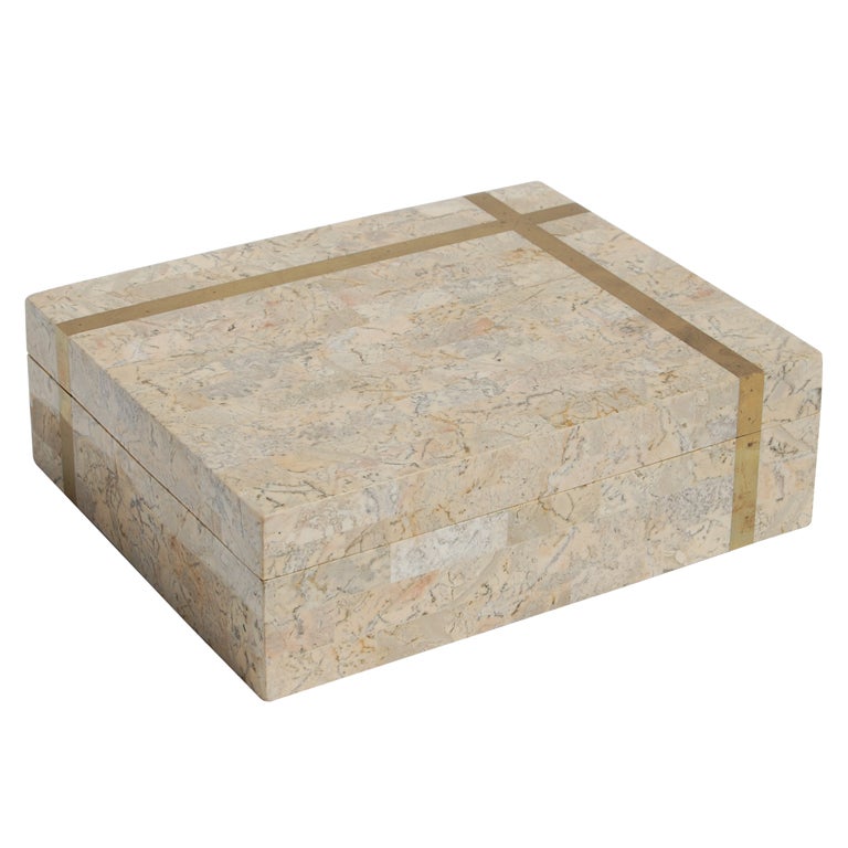 Maitland-Smith Tessellated Marble Box For Sale