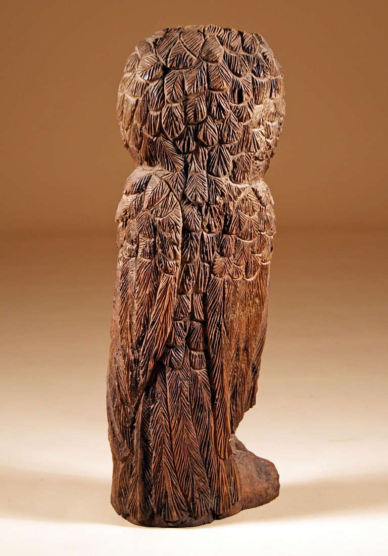 20th Century Folk Art Carved Owl For Sale