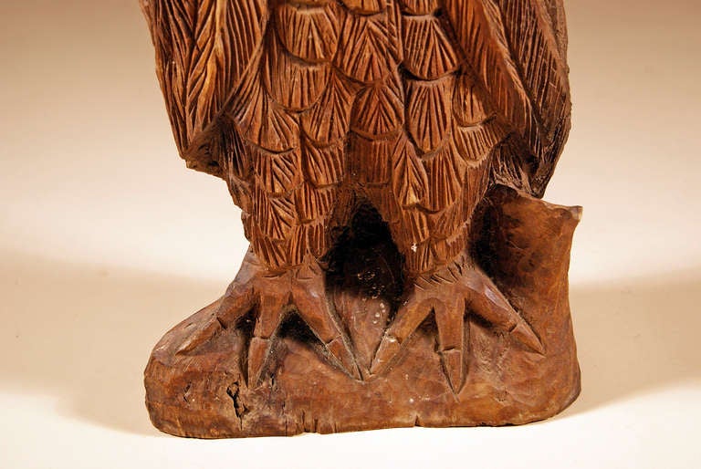 Wood Folk Art Carved Owl For Sale