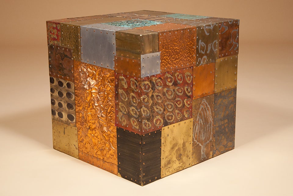 American Metalwork Cube in the Style of Paul Evans
