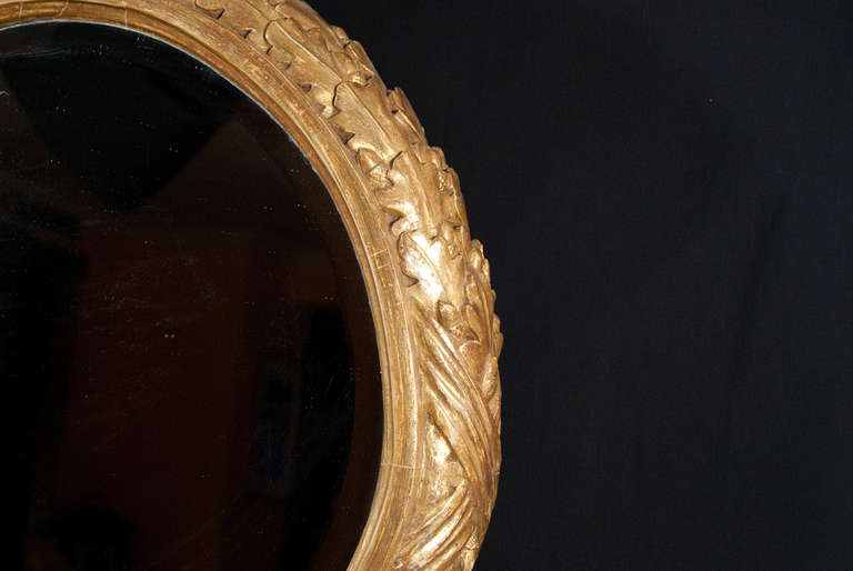 British Boldly Carved Circular Mirror