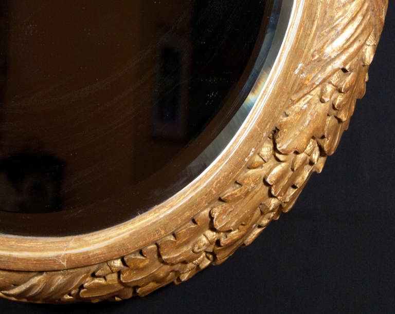 Neoclassical Boldly Carved Circular Mirror