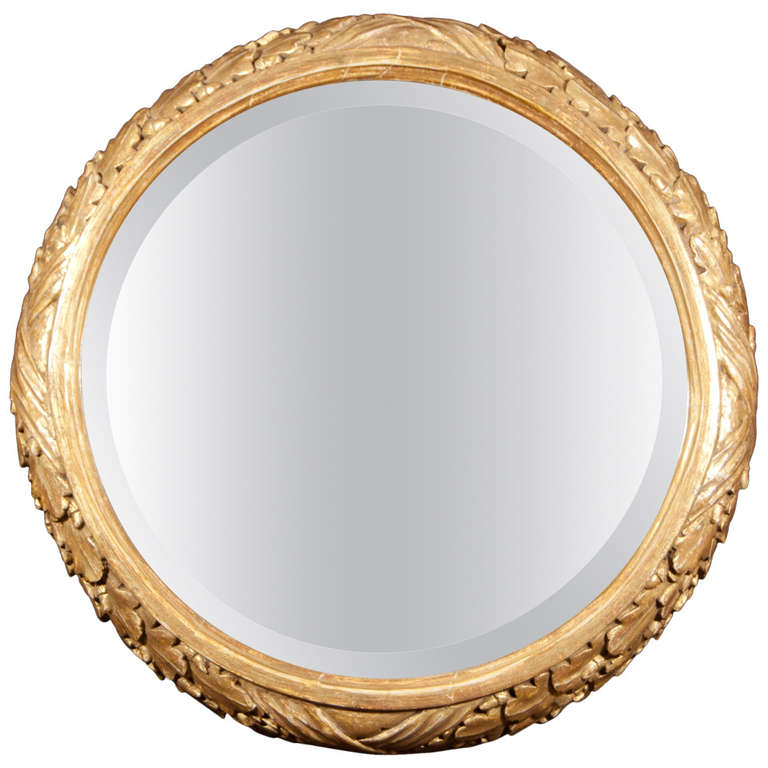 Boldly Carved Circular Mirror