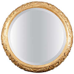 Antique Boldly Carved Circular Mirror