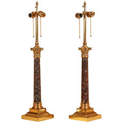 Vintage Pair of Marble Table Lamps