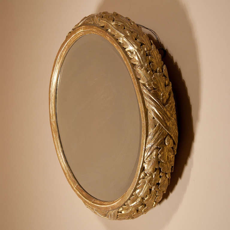 Gilt Boldly Carved Circular Mirror