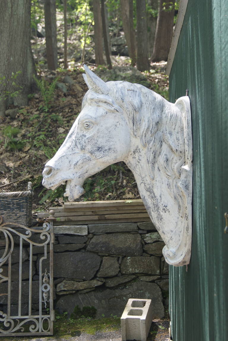 J. W. Fiske Cast Zinc Horse Head In Excellent Condition For Sale In Stonington, CT