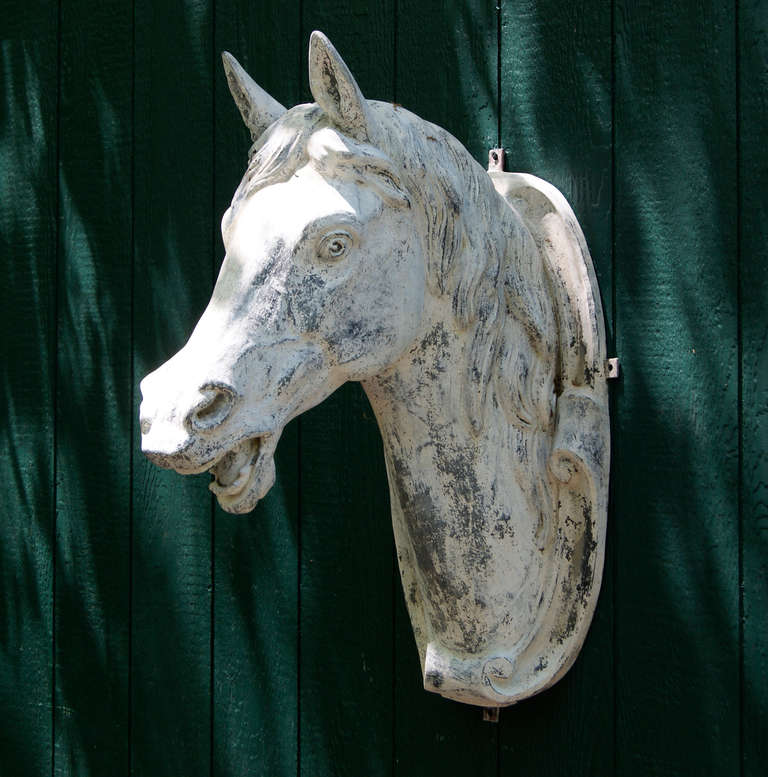 19th Century J. W. Fiske Cast Zinc Horse Head For Sale
