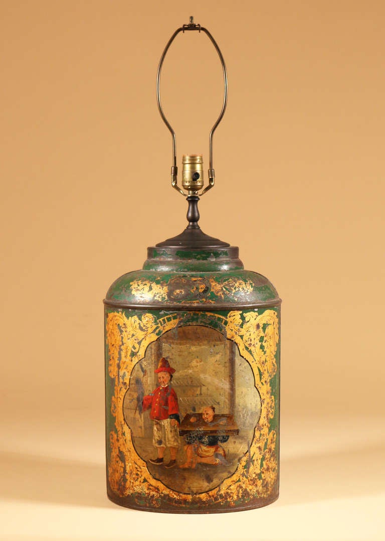 Green Tole Tea Canister