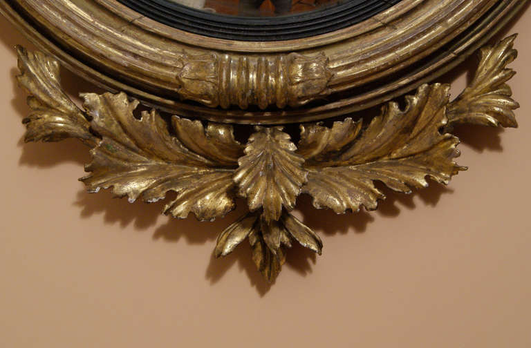 Regency Carved and Giltwood Convex Mirror In Excellent Condition For Sale In Stonington, CT