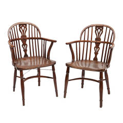 Matched Pair of Small-Scale Windsor Armchairs
