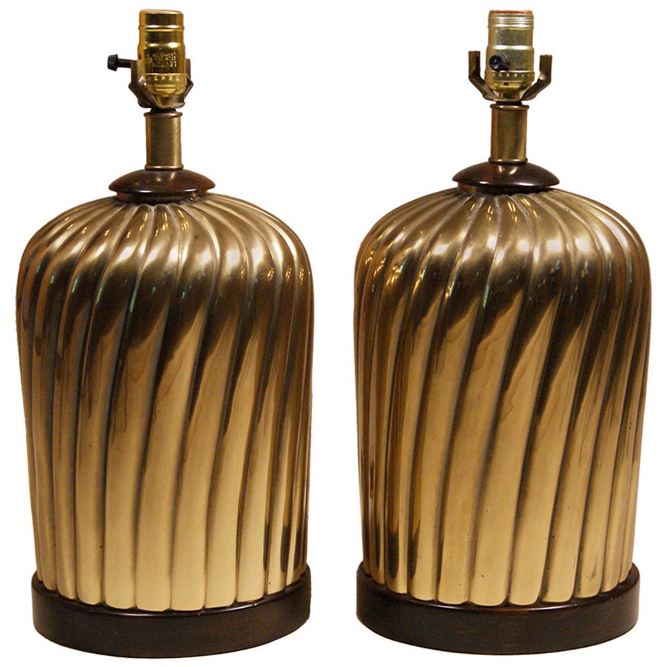 Pair of Brass Lamps at 1stdibs