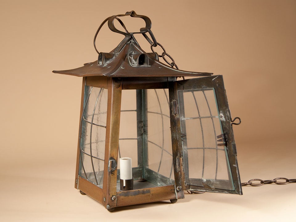 Arts and Crafts Copper Lantern In Excellent Condition For Sale In Stonington, CT