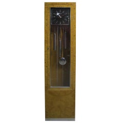 Gorgeous Milo Baughman Style Olivewood and Chrome Howard Miller Tall Clock