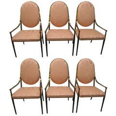 Elegant Set of Six Brass Mastercraft Chairs Mid-Century Regency Modern 6