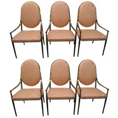 Elegant Set of Six Brass Mastercraft Chairs Mid-Century Regency Modern