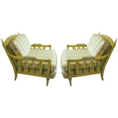 Lovely Pair Of Oversized Regency Modern Lounge Chairs Hollywood Glam