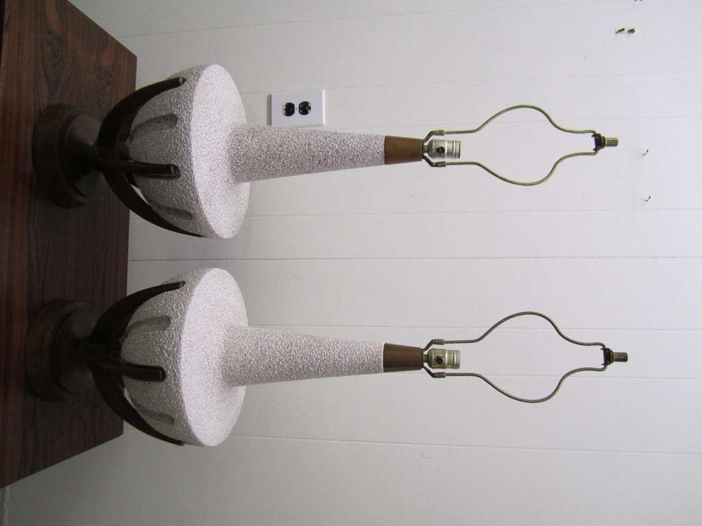 Fabulous Pair of Huge Danish Modern Sculptural Walnut Pedestal Lamps 4