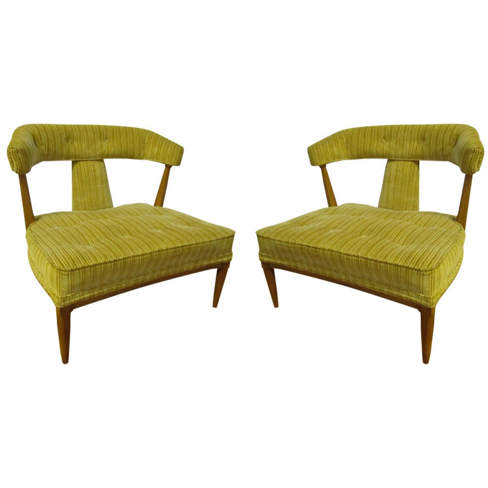 Fabulous Pair of Robsjohn Gibbing Style Slipper Lounge Chairs Mid-century Modern