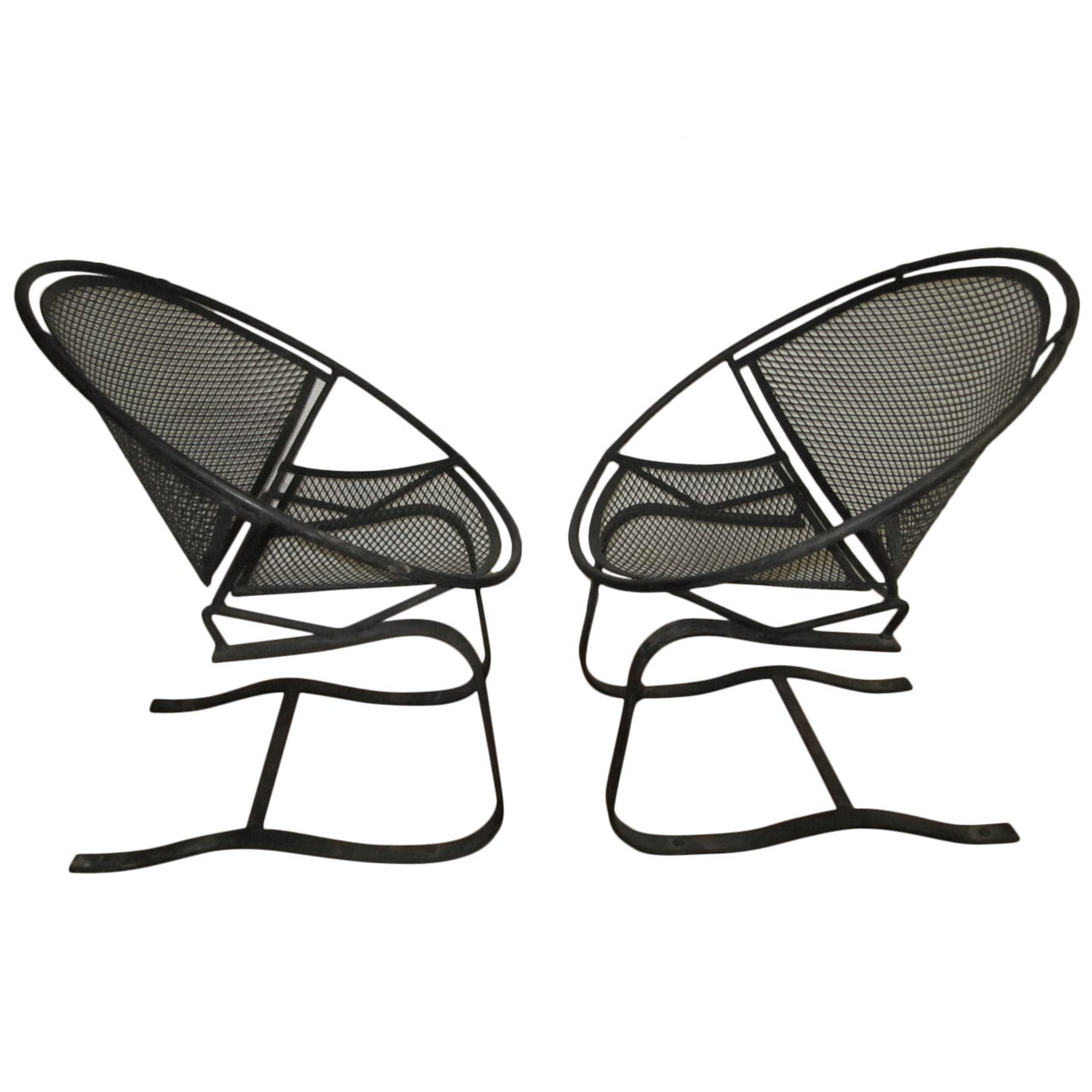 Pair of Vintage Salterini 'Radar' Spring Base Lounge Chairs Mid-century Modern
