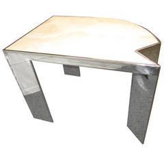 Wonderful Leon Rosen Pace Collection Chrome and Travertine Side Table