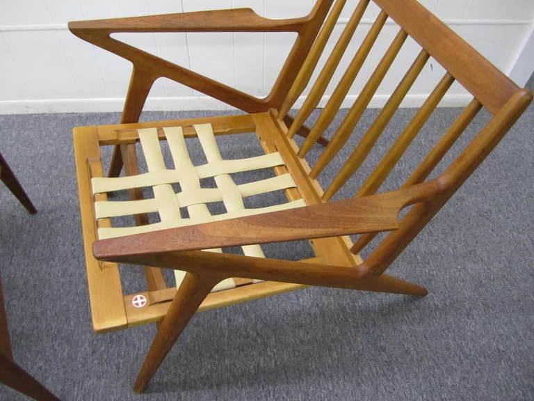 Mid-Century Modern Fabulous Poul Jensen Teak Z Arm Lounge Chair Plus Ottoman Danish Mid-century Modern