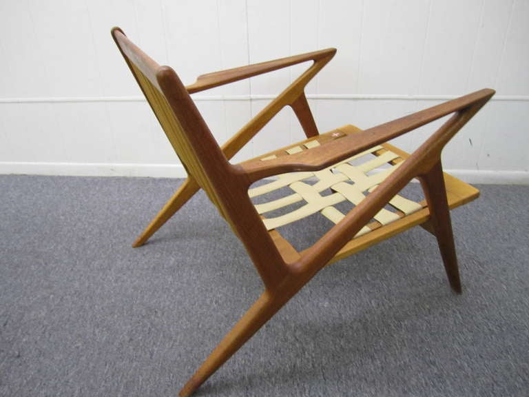 Fabulous Poul Jensen Teak Z Arm Lounge Chair Plus Ottoman Danish Mid-century Modern 3
