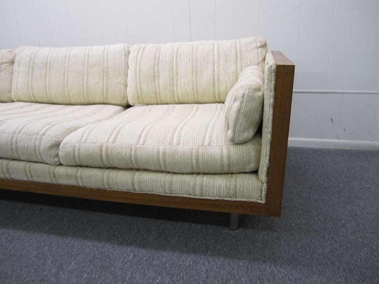 Gorgeous Milo Baughman Style Walnut Case Sofa Mid-century Danish Modern