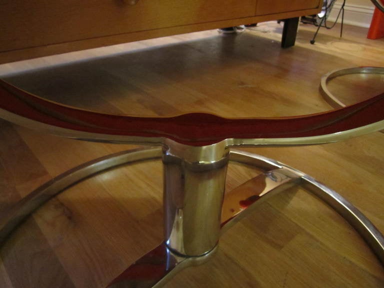 Dreh-Loungesessel aus verchromtem Stahl, orangefarbenes Mohair, Mitte des Jahrhunderts (amerikanisch) im Angebot