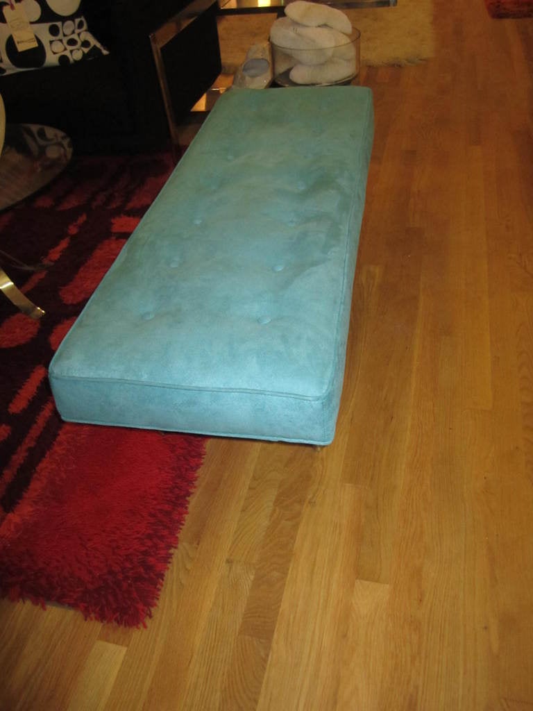 Upholstery Milo Baughman Tufted Turquoise Ultra Suede Bench Mid-century Danish Modern
