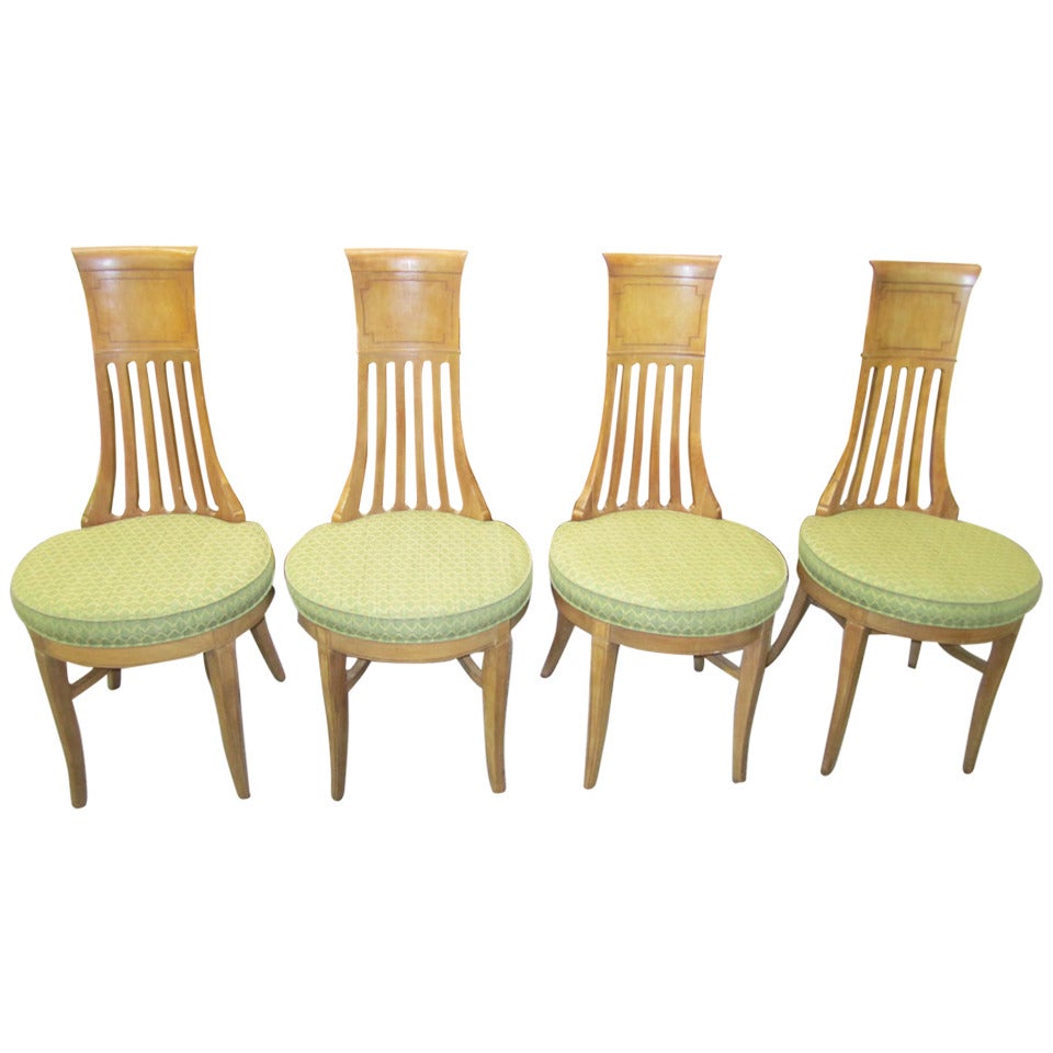 4 American Modern Tomlinson Sophisticate Tall Back Dining Chairs Mid-century