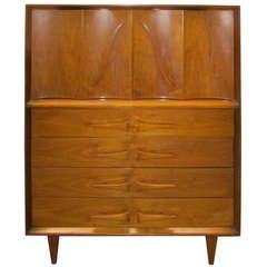 Lovely Sculptural Walnut Tall Dresser American Mid Century Modern 9