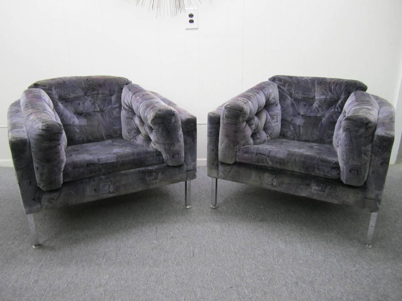 Rare Pair of Milo Baughman Barrel-Back Chrome Lounge Chairs, Mid-Century Modern 3