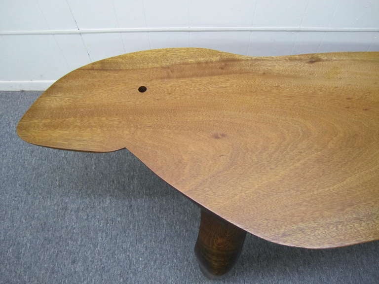 Fabulous American Craftsman Carved Free Edge Bench Mid-century Modern For Sale 2