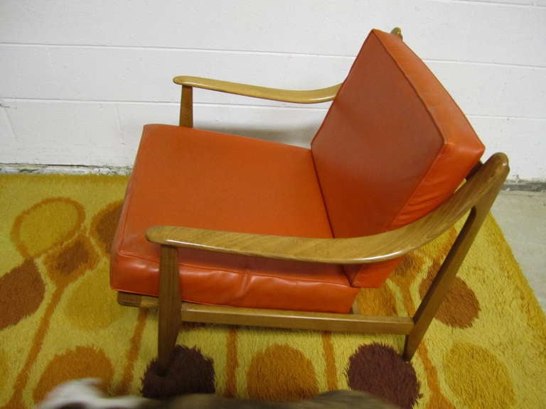 Lovely Pair of Danish 50's Modern Light Walnut Lounge Chairs Mid-century 5