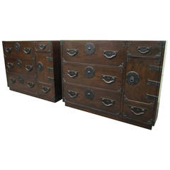 Exciting Pair of Baker Modern Asian Tansu Chest Cabinets, Mid-Century Modern 6