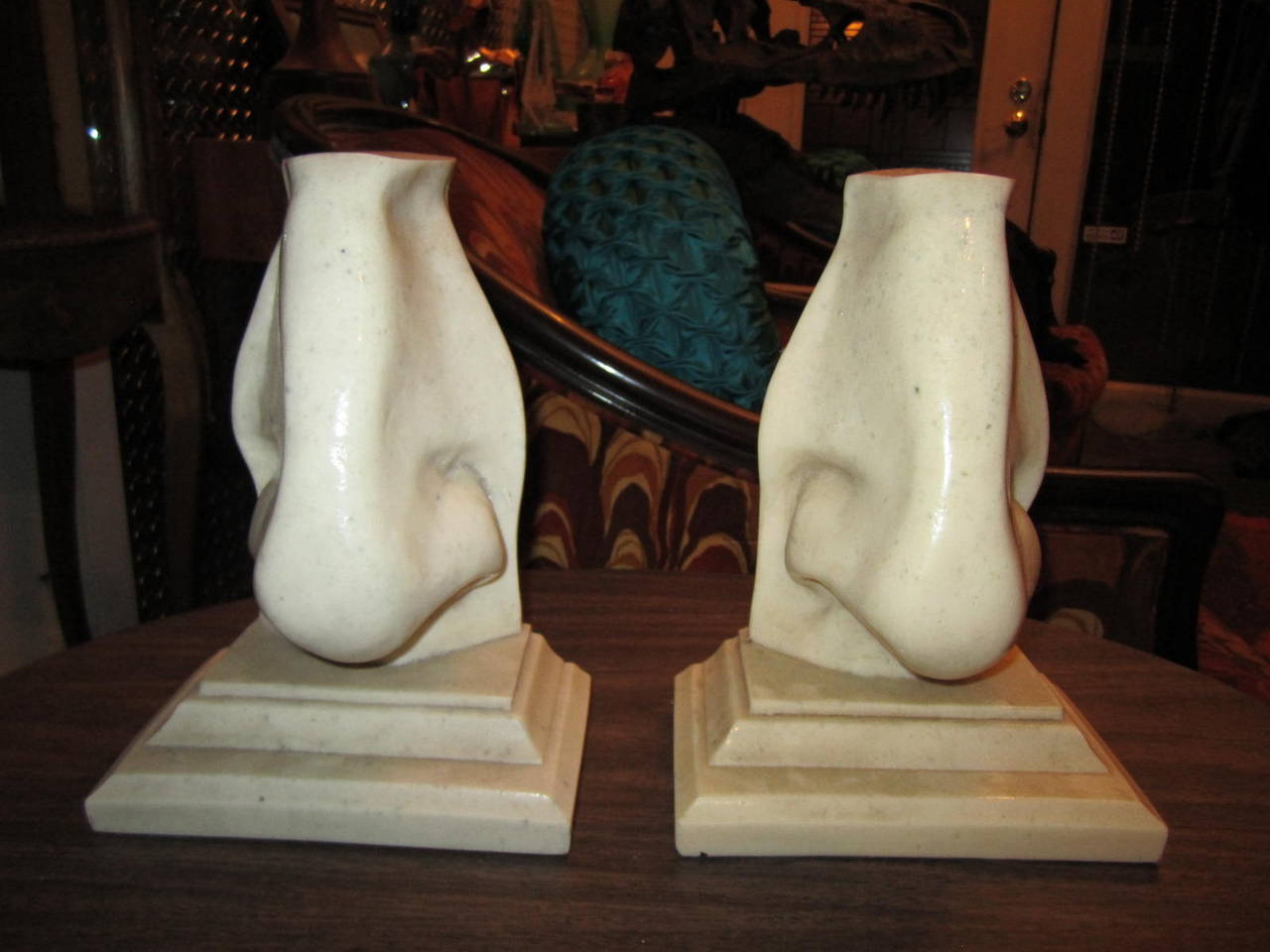 Unusual Pair of Italian Mid-Century Modern Oversized Nose Bookends For Sale 3