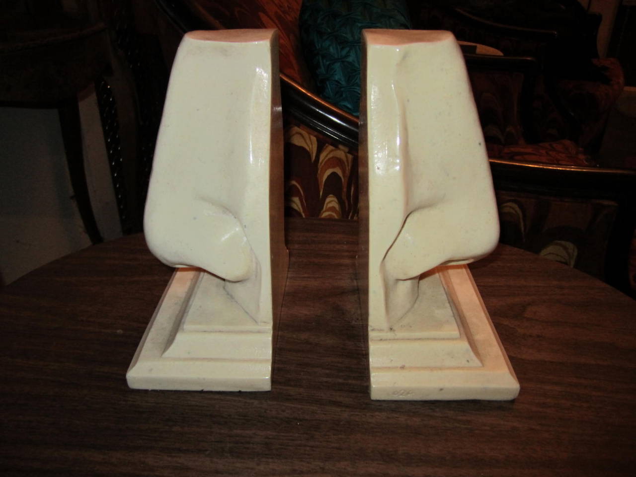 Unusual Pair of Italian Mid-Century Modern Oversized Nose Bookends For Sale 4
