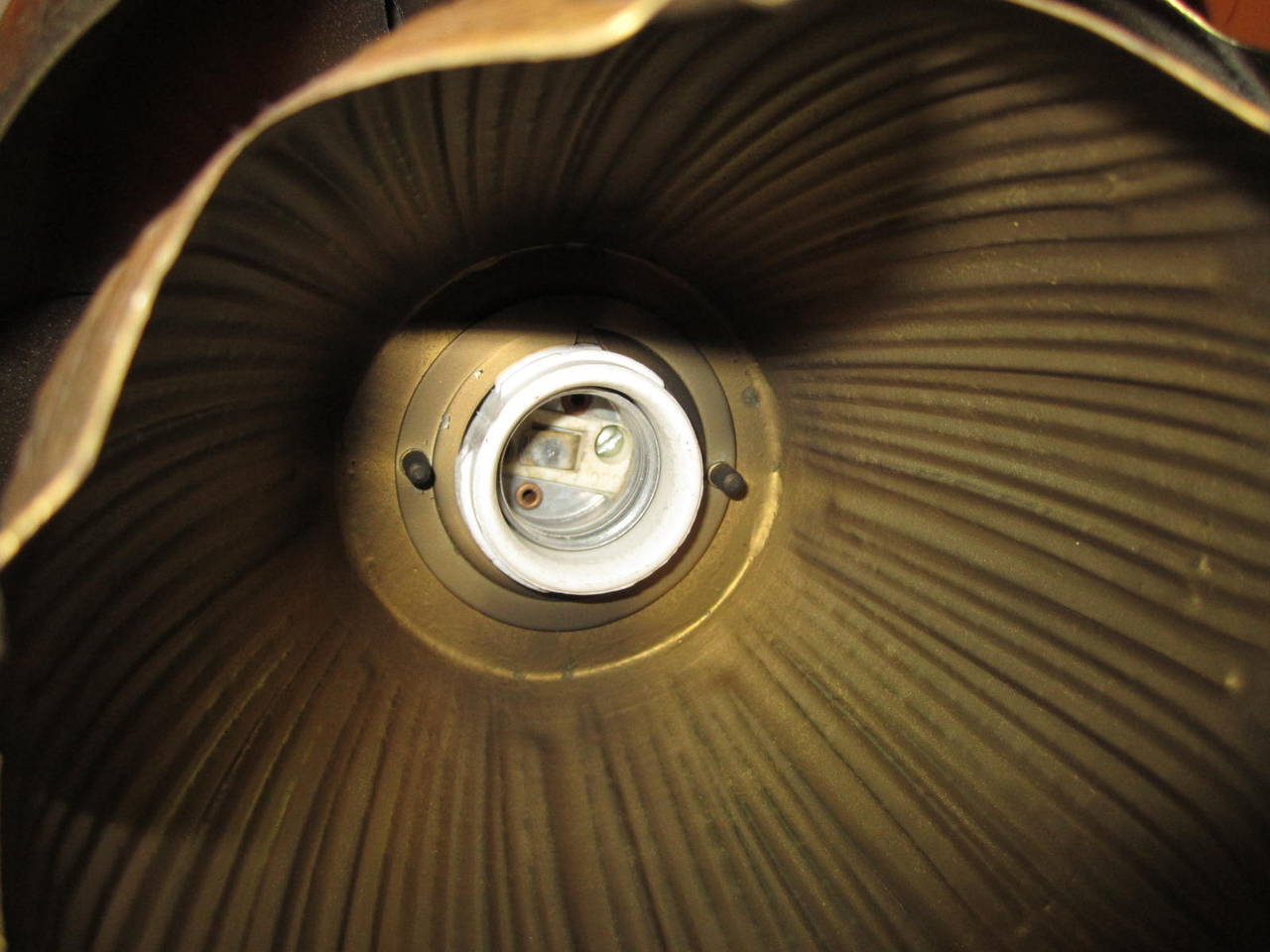 Stunning Etched Brass Feldman Lotus Pendant Light Chandelier Mid-century Modern 1