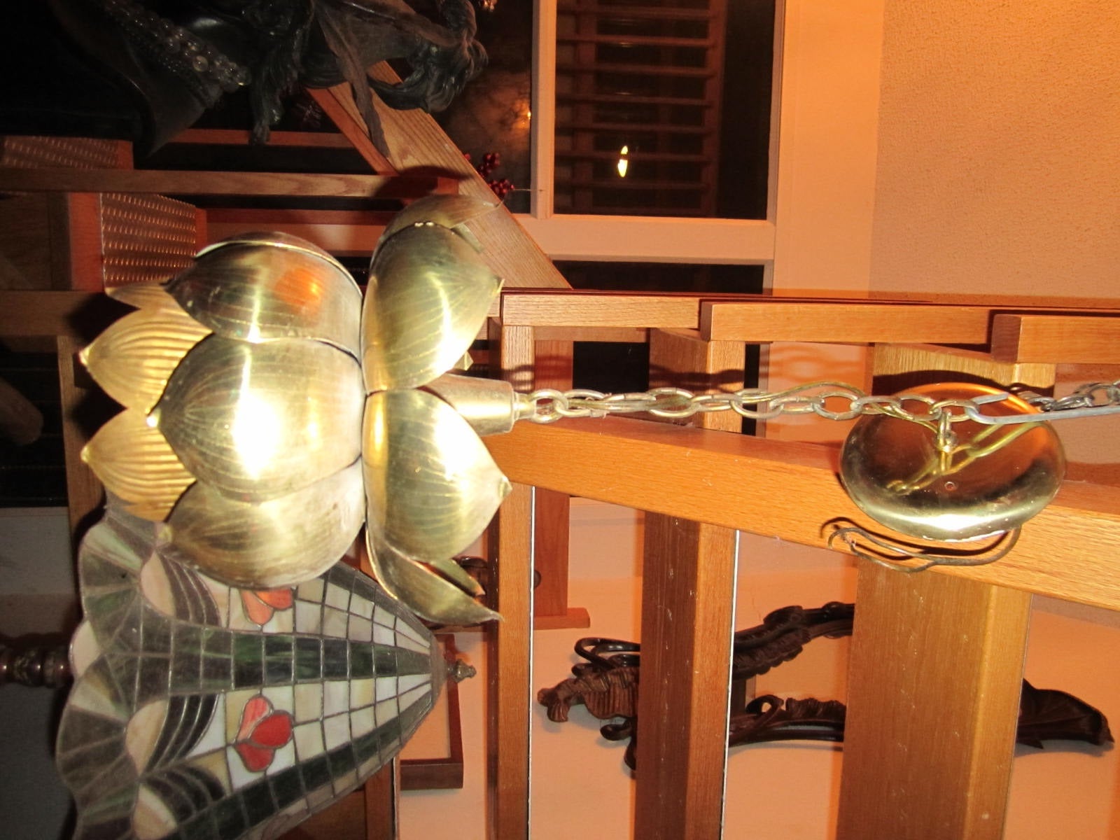 Stunning Etched Brass Feldman Lotus Pendant Light Chandelier Mid-century Modern 2