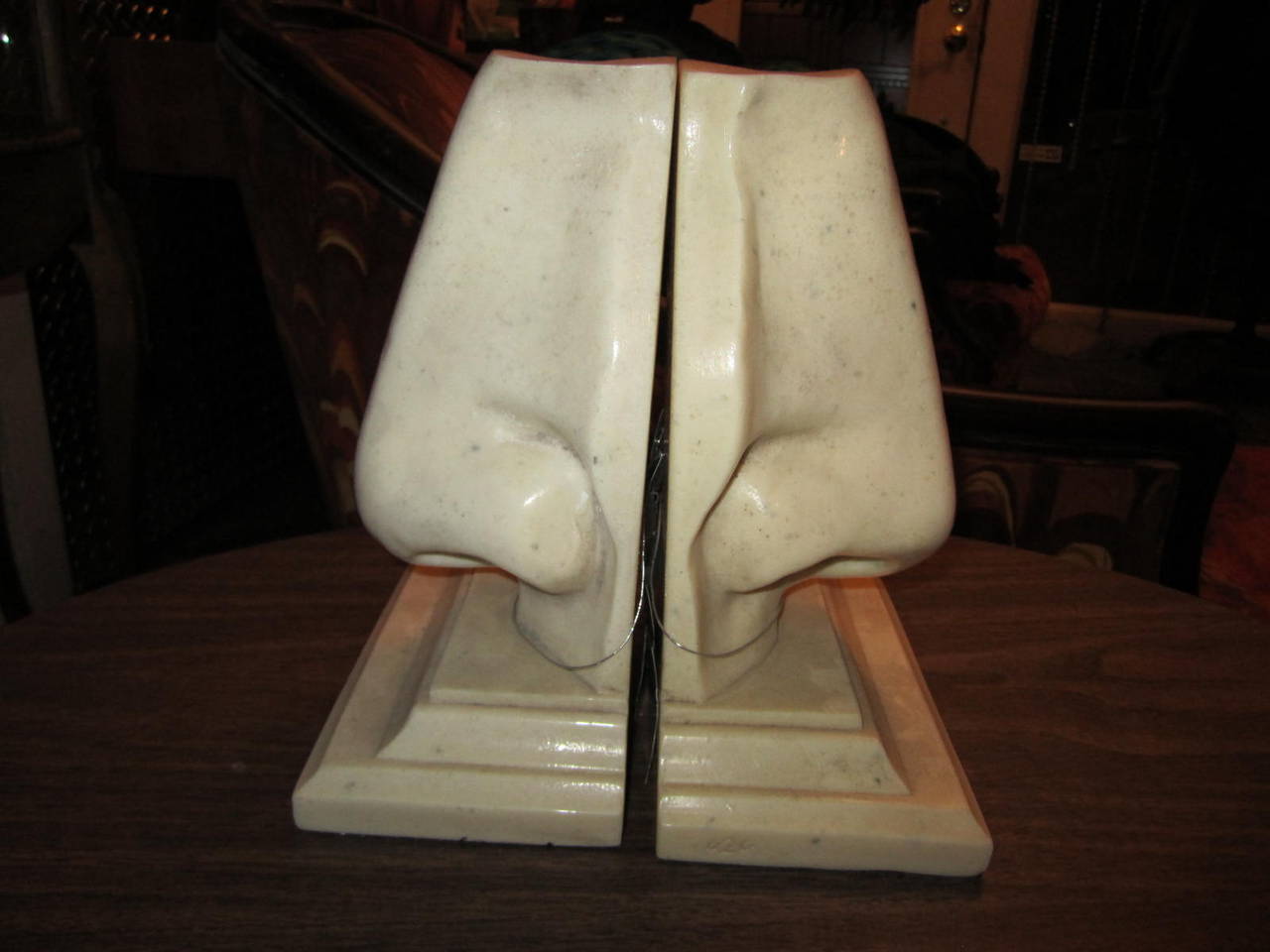 Late 20th Century Unusual Pair of Italian Mid-Century Modern Oversized Nose Bookends For Sale