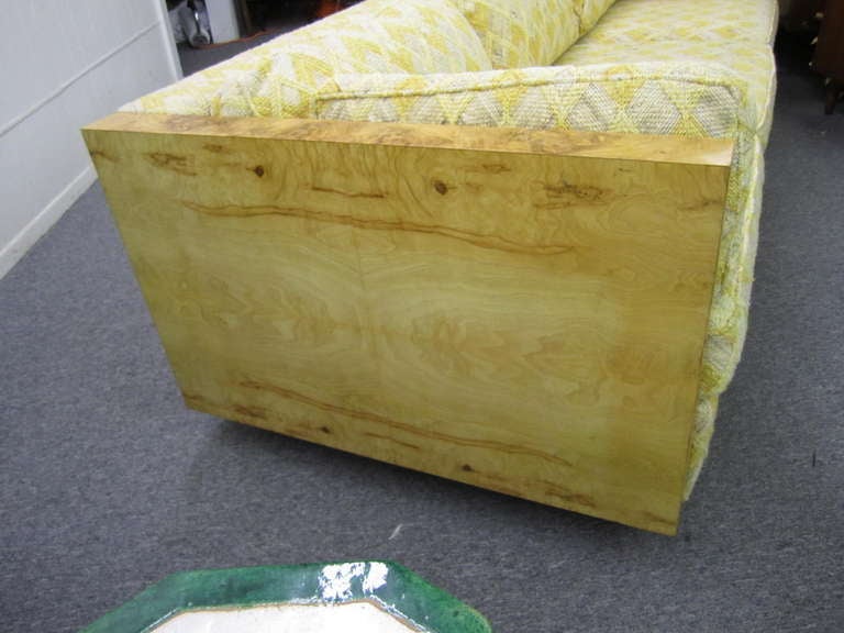 Mid-20th Century Amazing Burlwood Olivewood Milo Baughman Style Case Sofa Mid-Century Modern For Sale