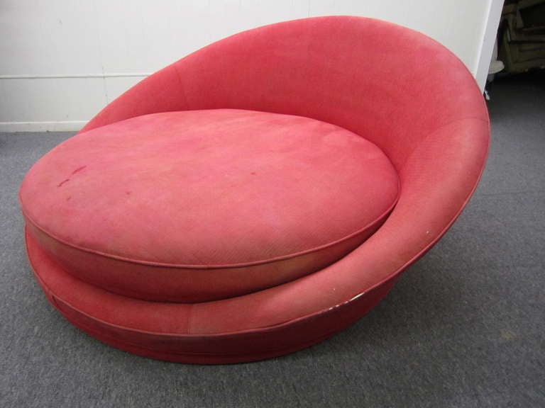 Bois Fabulous Large Round Milo Baughman Sofa Lounge Chair Mid-century Modern
