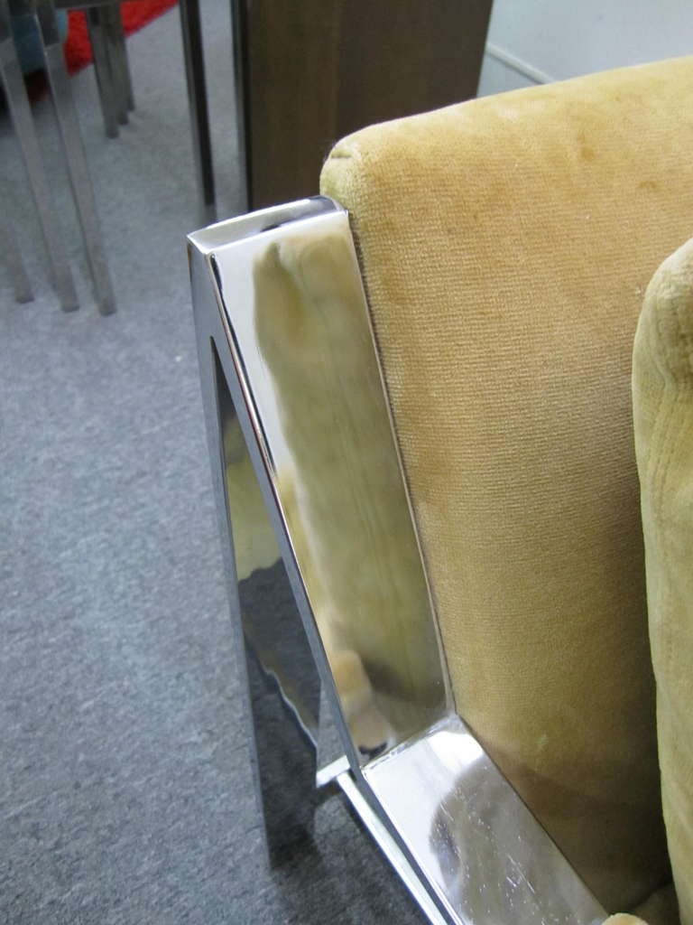 Paire de fauteuils de bar plats chromés de style Milo Baughman, mi-siècle moderne Bon état - En vente à Pemberton, NJ