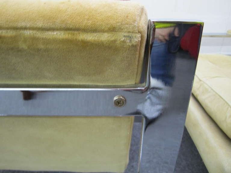 Chrome Paire de fauteuils de bar plats chromés de style Milo Baughman, mi-siècle moderne en vente