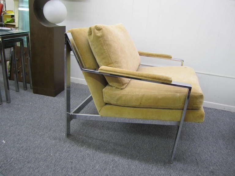 Paire de fauteuils de bar plats chromés de style Milo Baughman, mi-siècle moderne en vente 3