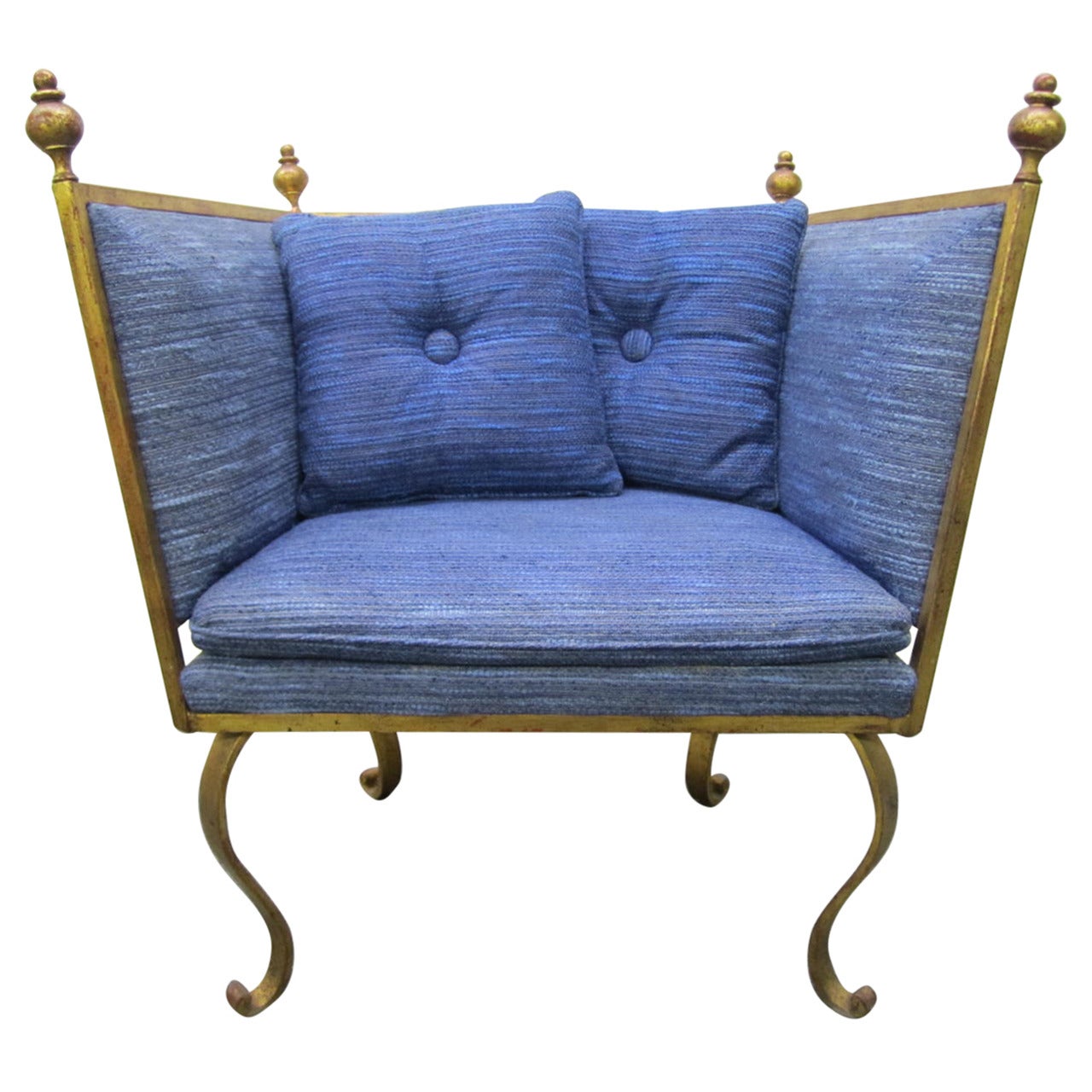 Sensational Spanish Style Gilded Metal Occasional Chair Mid-century Modern